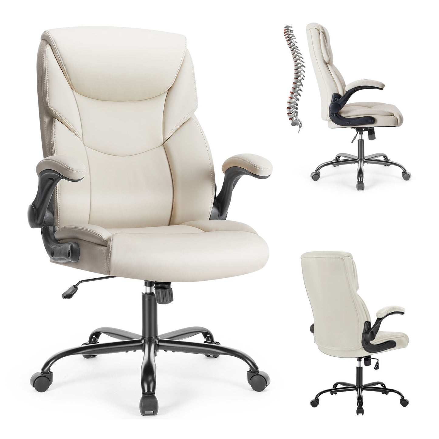 Executive PU Leather Office Chair – Flip-Up Armrests