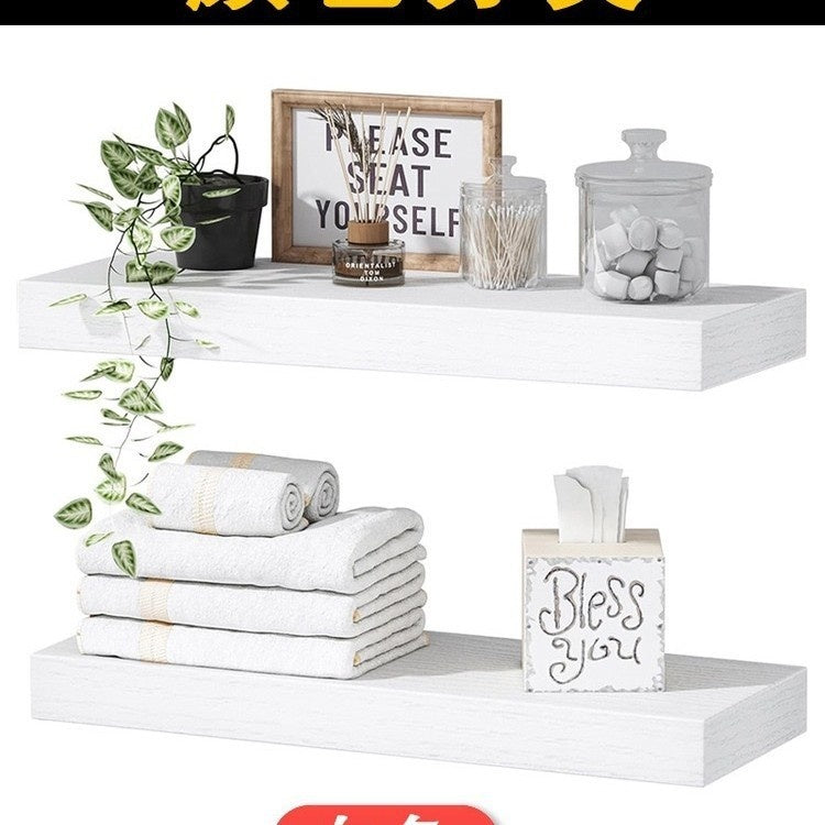 Nordic Rustic Wall-Mount Solid Wood Shelf