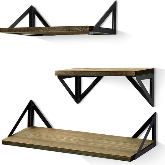 Nordic Industrial Tri-Bracket Floating Shelf