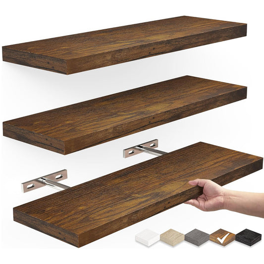 Nordic Rustic Wall-Mount Solid Wood Shelf