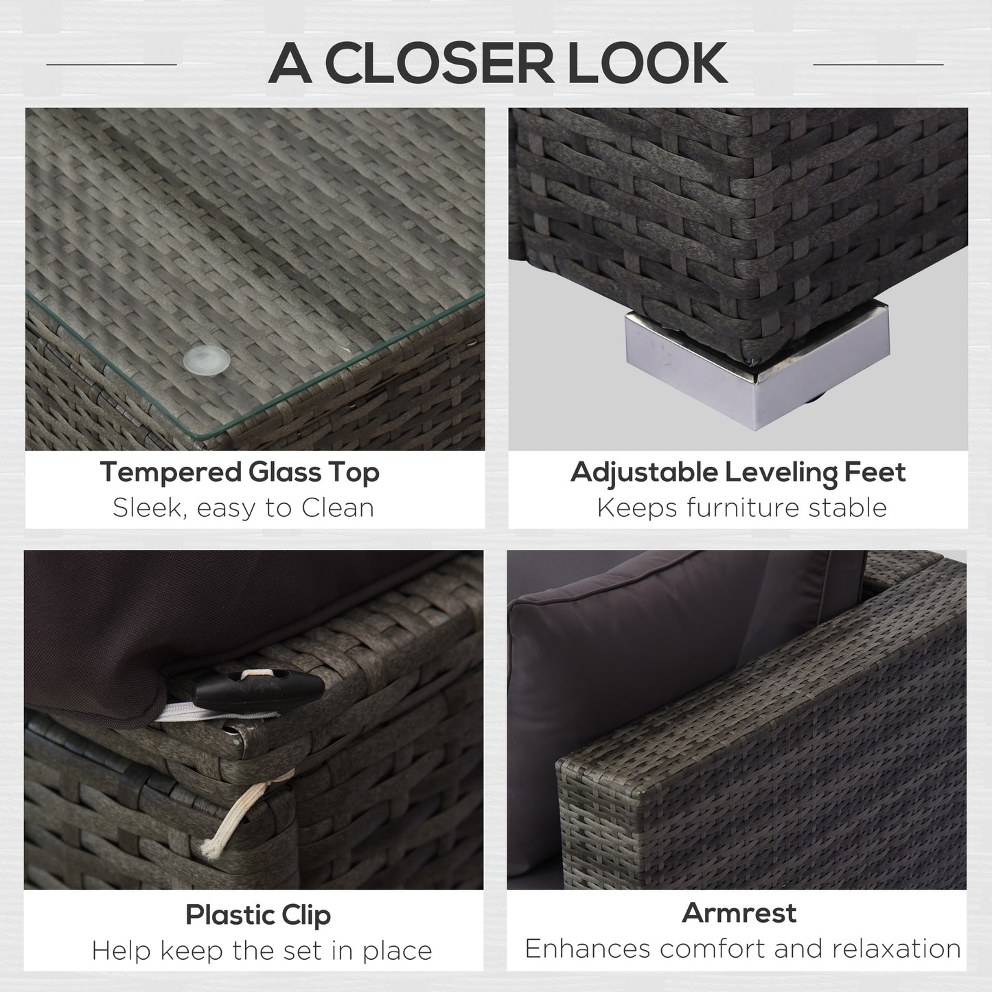 KAGA Home – Grey Horizon Modular Outdoor Lounge Set (5-Piece)