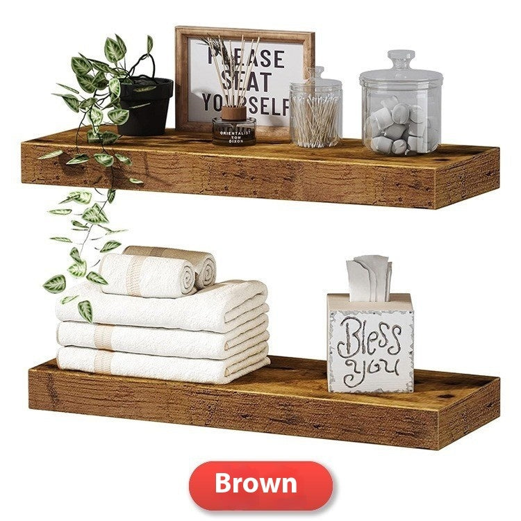 Nordic Rustic Wall-Mount Solid Wood Shelf