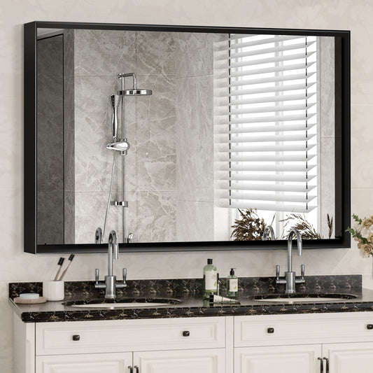 Seren Matte-Black Rectangle Vanity Mirror