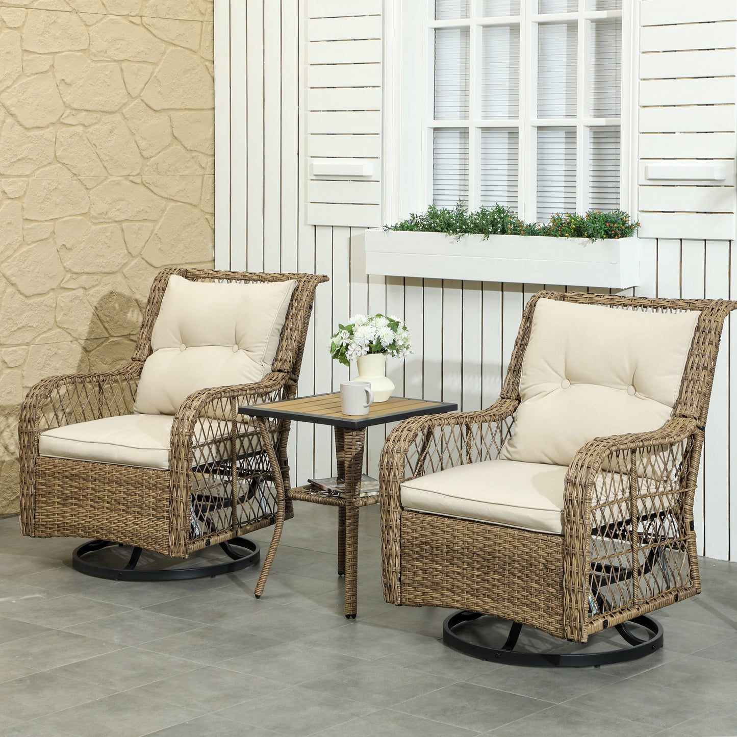 Skagen Woven Bistro Lounge Set – 3-Piece Glider Edition