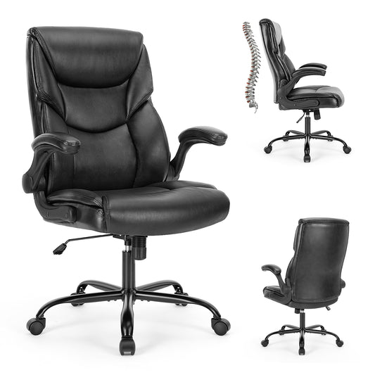 Executive PU Leather Office Chair – Flip-Up Armrests