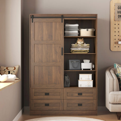 Halsa Tall Wardrobe Cabinet – Walnut