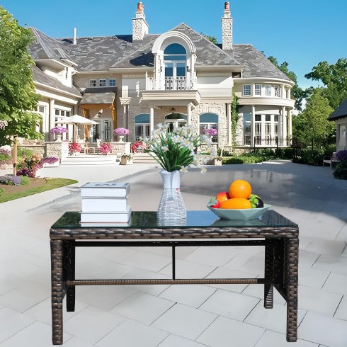 NordLuxe™ Tempered-Glass Outdoor Coffee Table