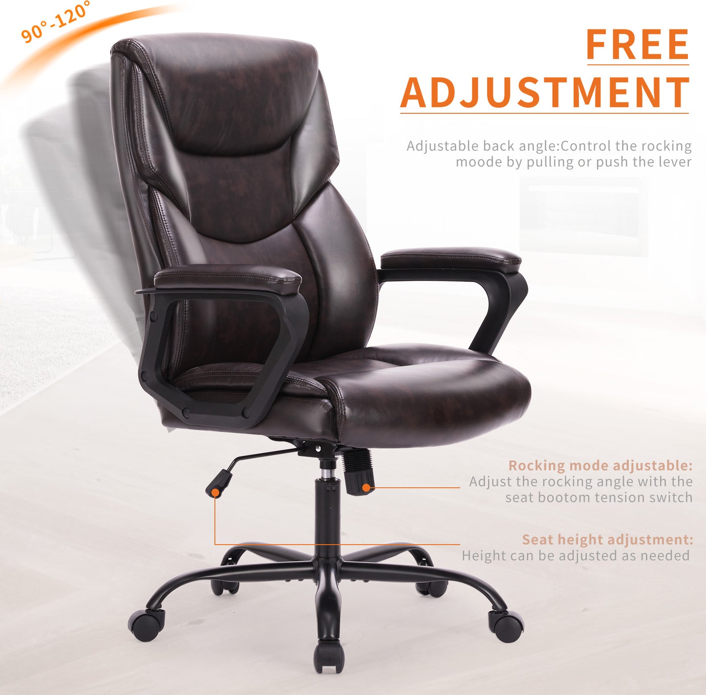 Executive PU Leather Office Chair – Flip-Up Armrests