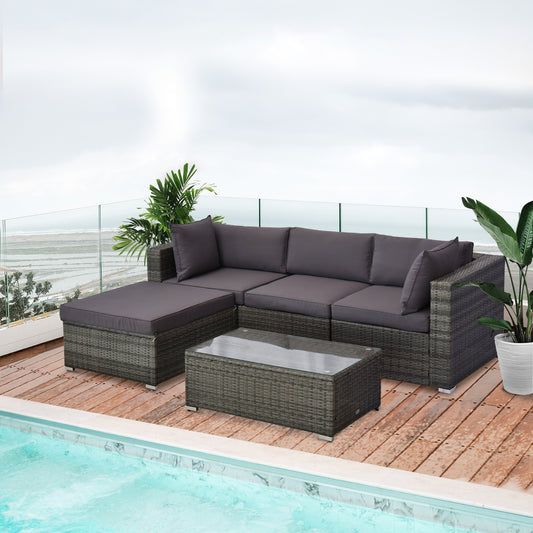 KAGA Home – Grey Horizon Modular Outdoor Lounge Set (5-Piece)