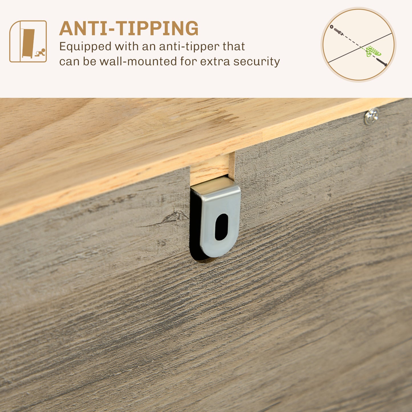 Rustic Modern Kitchen Sideboard Cabinet – Black Wood Grain