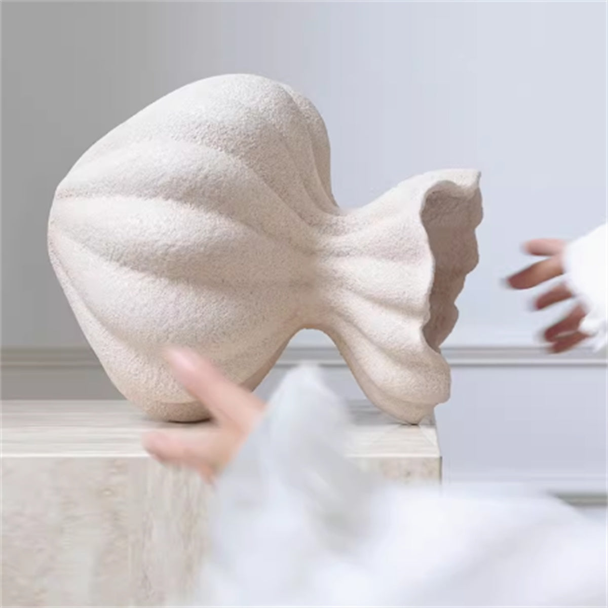 Sculpted Nordic Coralstone Vase