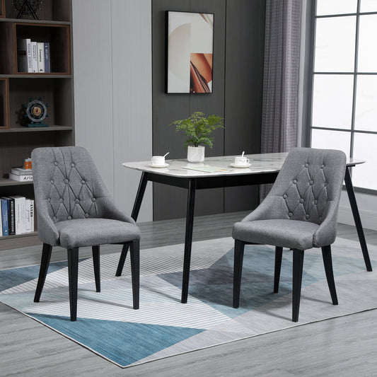 Modern Upholstered Dining Chair Set (2-Piece) – Dark Grey