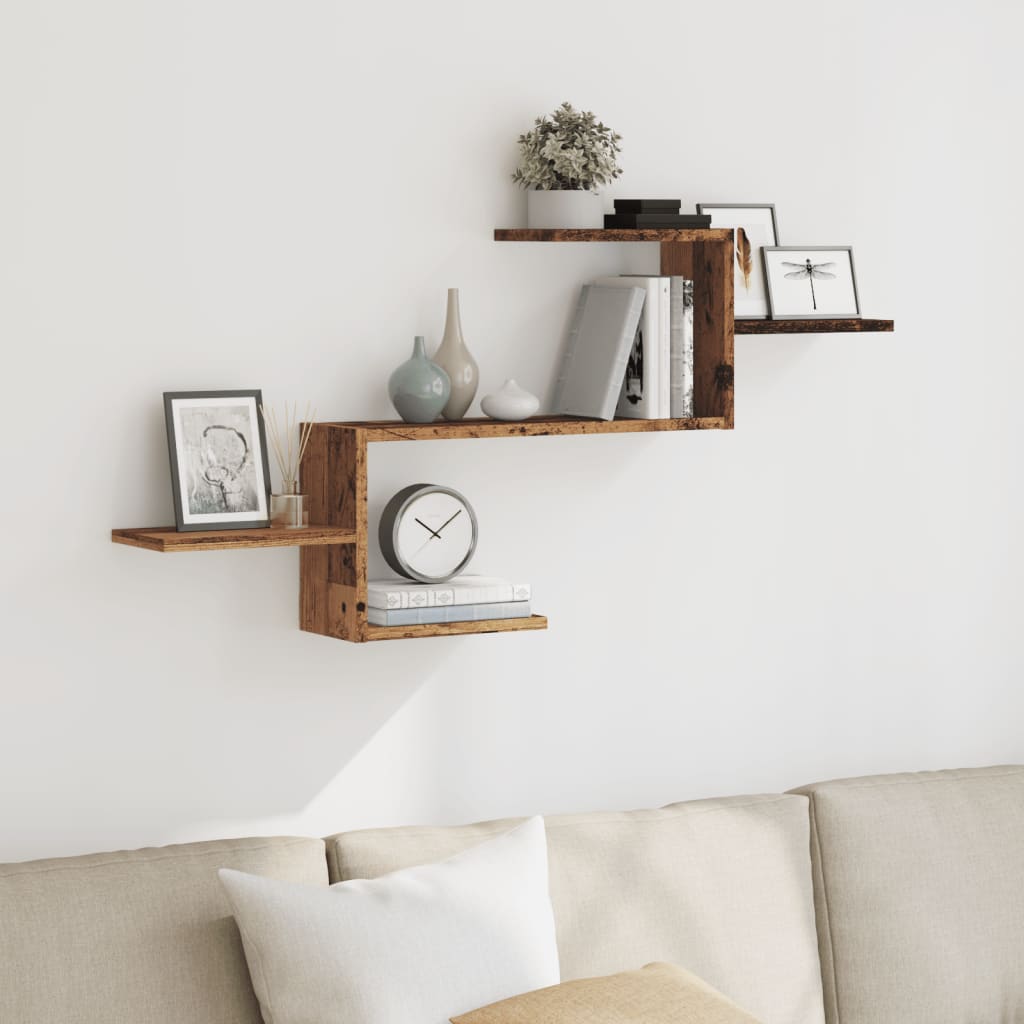 Nordvyr Ascent Wall Shelf – 104 cm Sculpted Wood Display