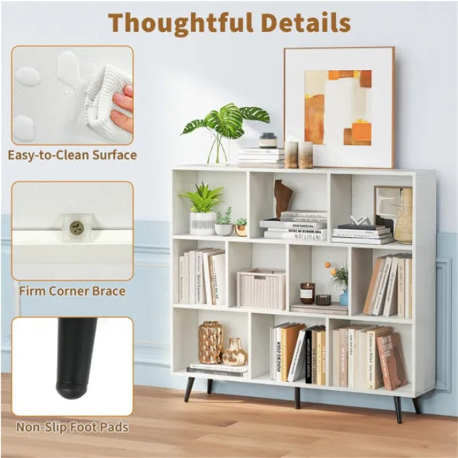 NordCube™ 10-Cell Modern Storage Console – Arctic White