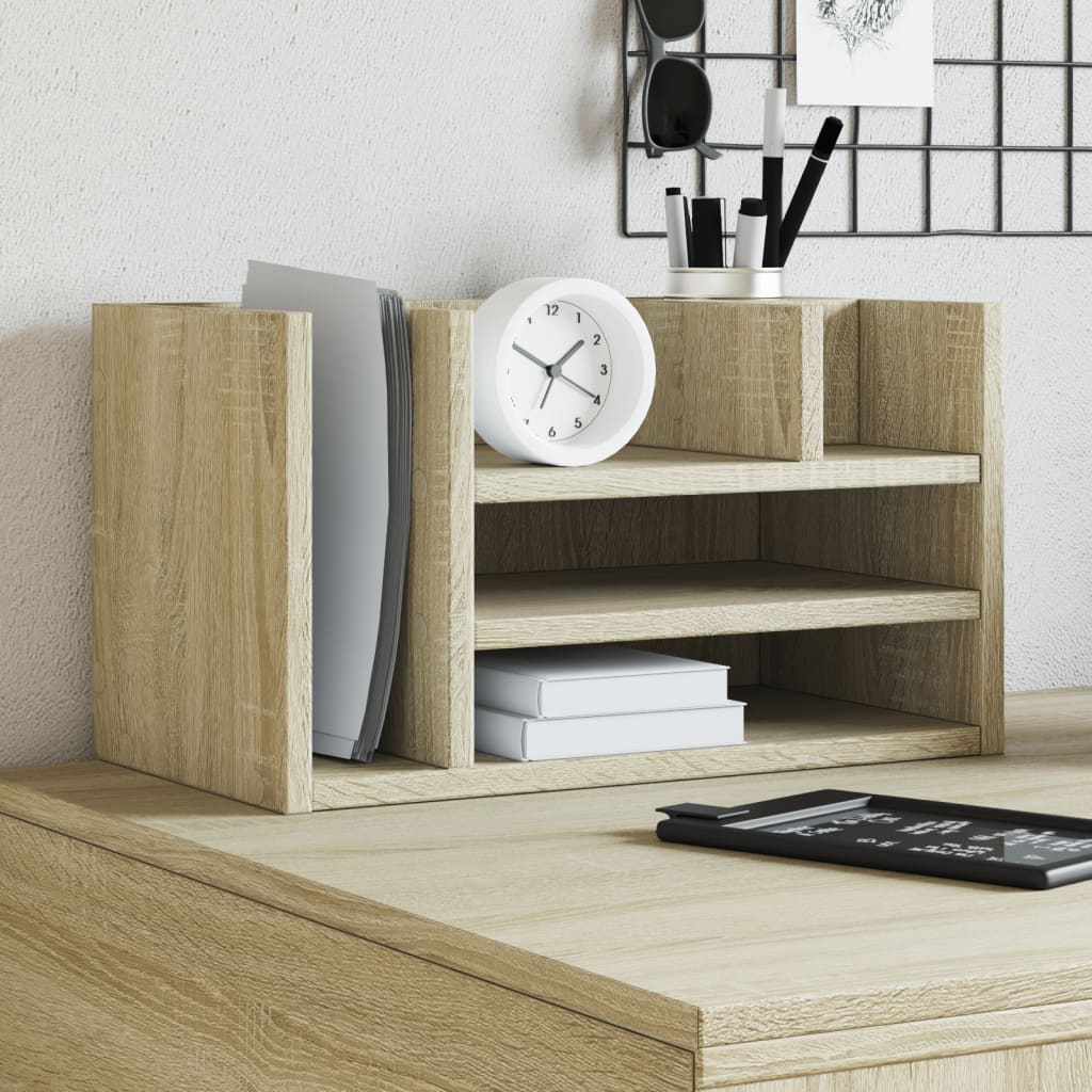 ScandiCraft™ Minimalist 2-Tier Desk Organizer (Artisan Oak)
