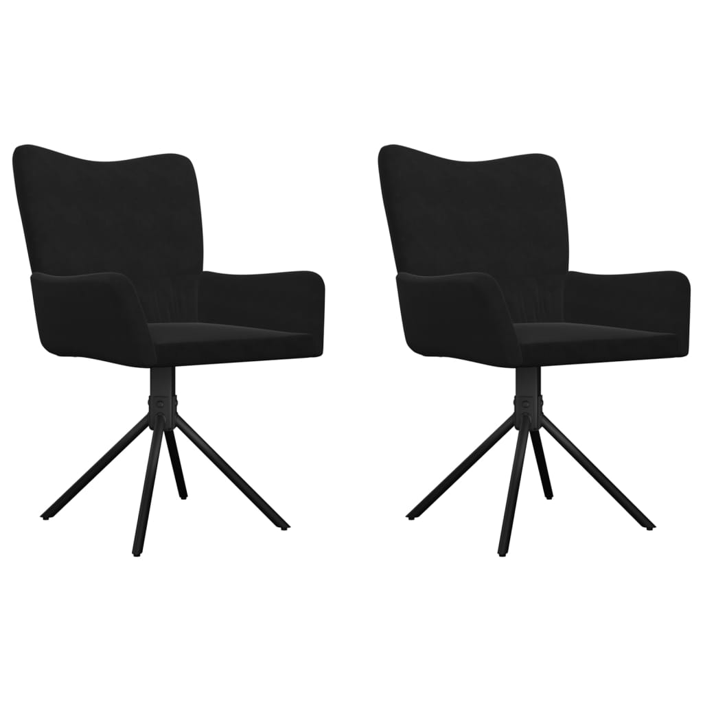 Velvet Swivel Dining Chair Set (2-Piece) – Black