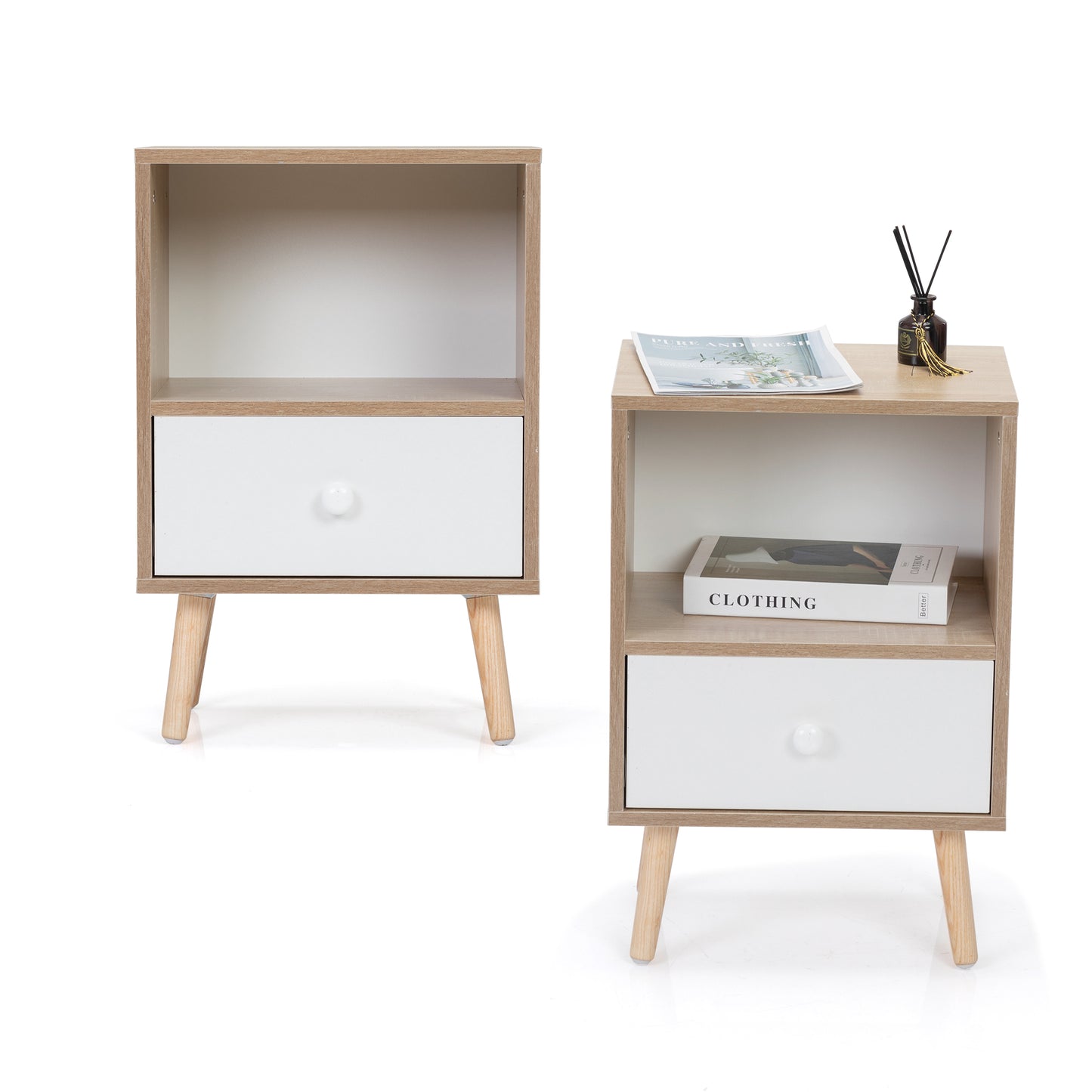Lysbord Duo – Mid-Century Nightstand Set