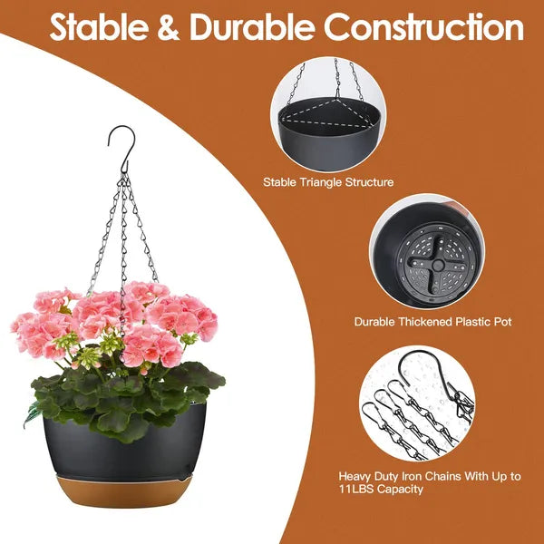 Nordhavn Hanging Planter Set – 4-Piece Self-Watering Suspension Pots