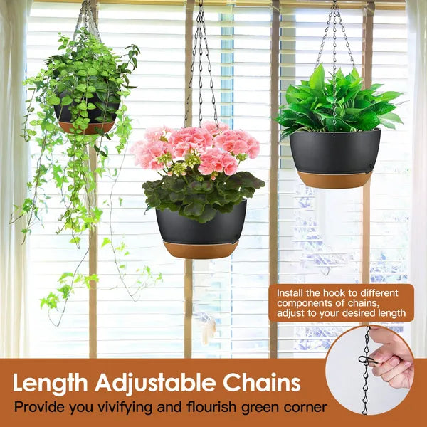 Nordhavn Hanging Planter Set – 4-Piece Self-Watering Suspension Pots