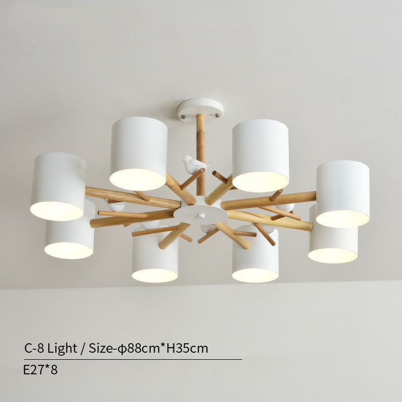 Nordic Style Modern Solid Wood Hall Dining Room Lamp