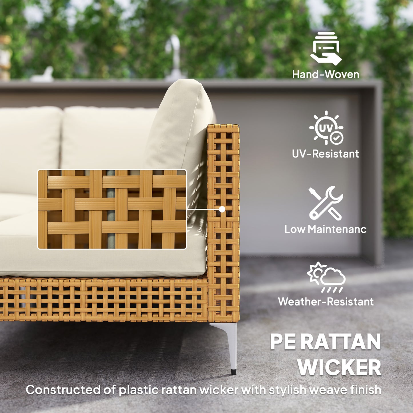 NordHavn 7-Piece Modular Outdoor Wicker Lounge Set – Khaki Beige