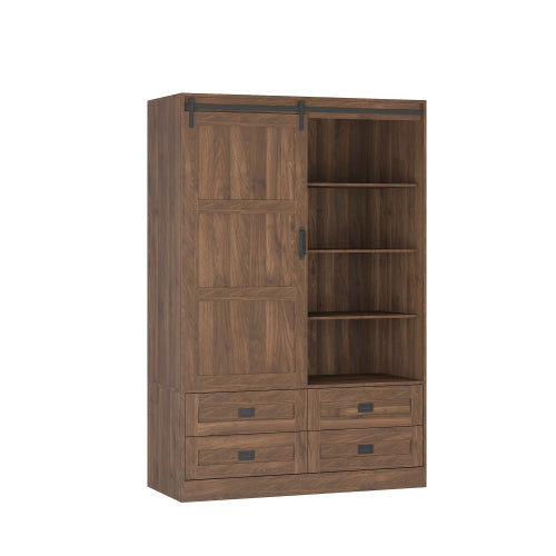 Halsa Tall Wardrobe Cabinet – Walnut