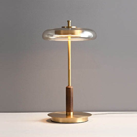 Brass & Walnut Halo Table Lamp