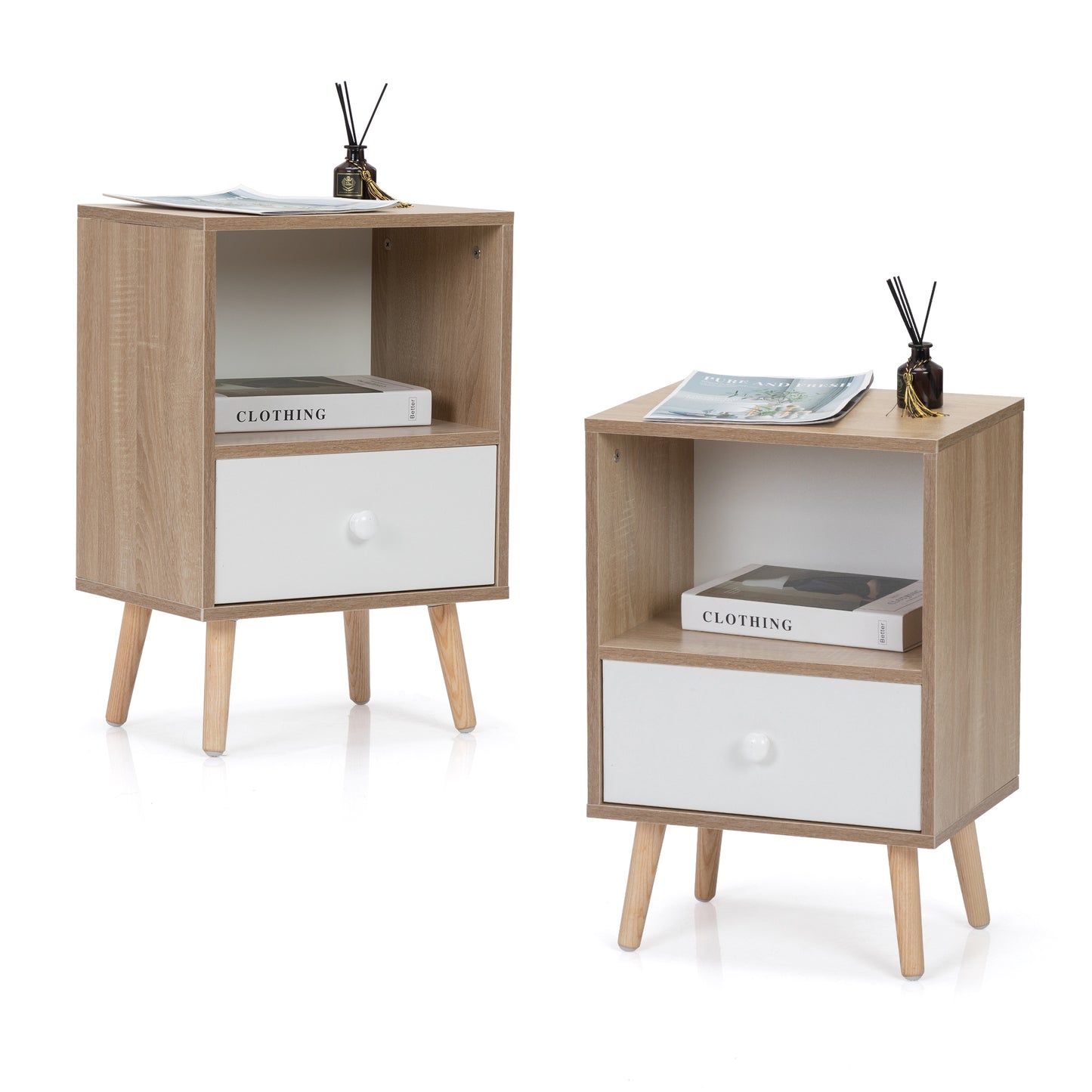 Lysbord Duo – Mid-Century Nightstand Set